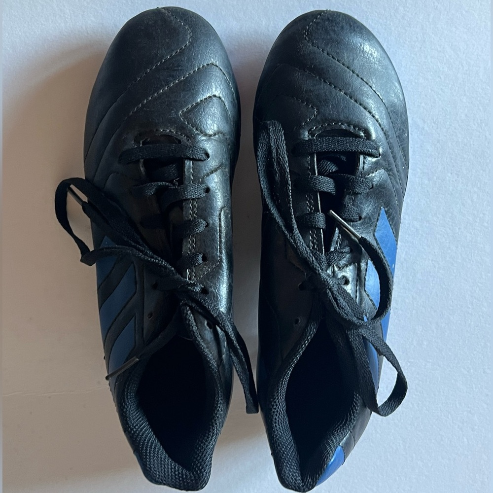 Adidas Kids Black and Blue Athletic Soccer Shoes
